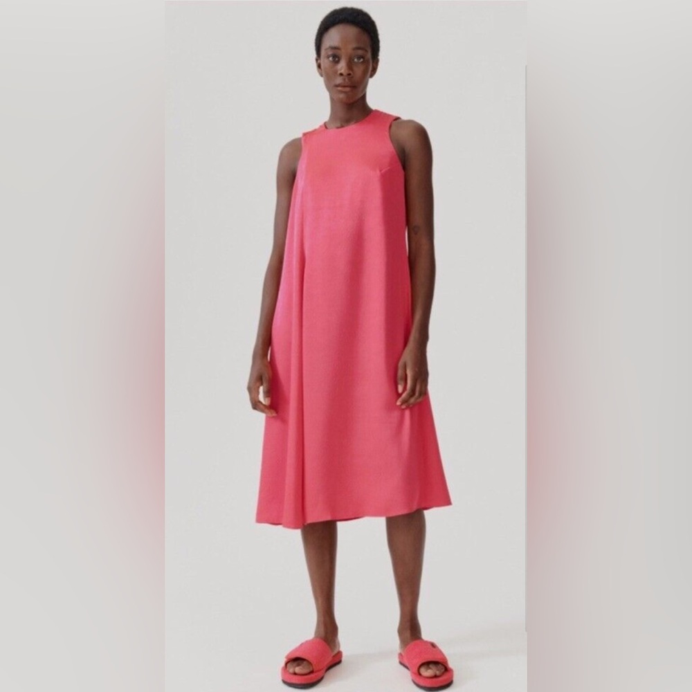 New Baum Und Pferdgarten Amami Satin Midi Dress Coral Pink Red EU size 36